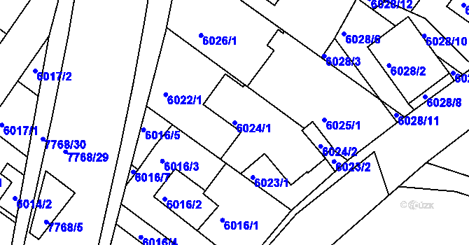 Parcela st. 6024/1 v KÚ Frýdek, Katastrální mapa