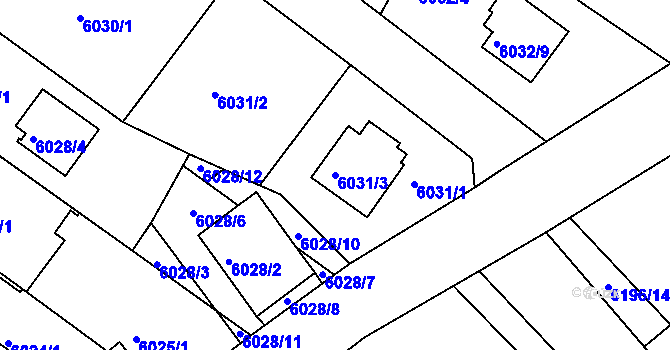 Parcela st. 6031/3 v KÚ Frýdek, Katastrální mapa