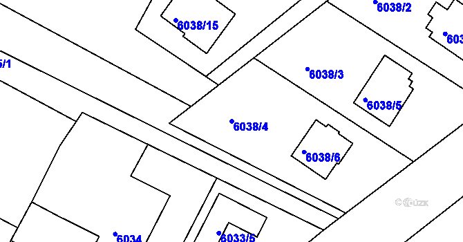 Parcela st. 6038/4 v KÚ Frýdek, Katastrální mapa