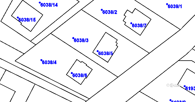 Parcela st. 6038/5 v KÚ Frýdek, Katastrální mapa