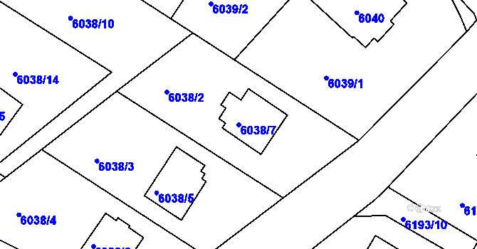 Parcela st. 6038/7 v KÚ Frýdek, Katastrální mapa