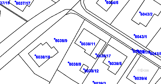 Parcela st. 6038/11 v KÚ Frýdek, Katastrální mapa