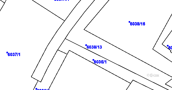 Parcela st. 6038/13 v KÚ Frýdek, Katastrální mapa