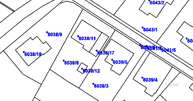 Parcela st. 6038/17 v KÚ Frýdek, Katastrální mapa
