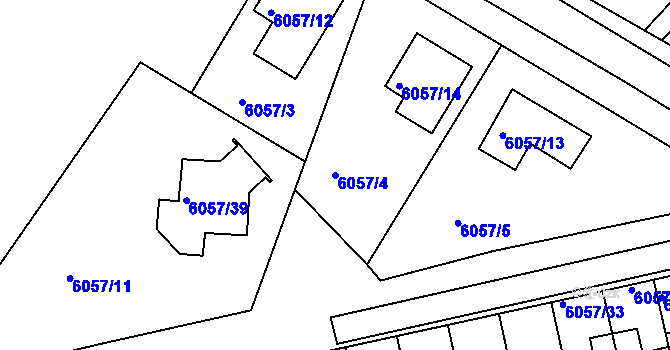 Parcela st. 6057/4 v KÚ Frýdek, Katastrální mapa