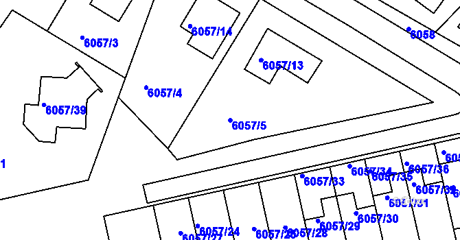 Parcela st. 6057/5 v KÚ Frýdek, Katastrální mapa