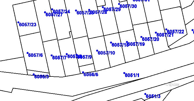 Parcela st. 6057/10 v KÚ Frýdek, Katastrální mapa
