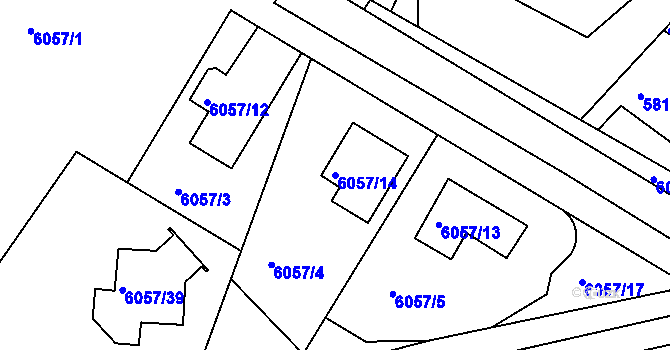 Parcela st. 6057/14 v KÚ Frýdek, Katastrální mapa