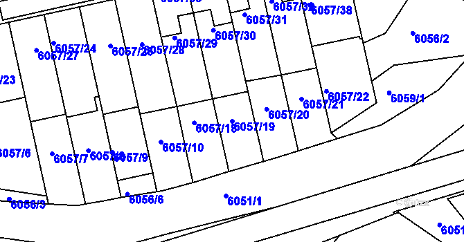 Parcela st. 6057/19 v KÚ Frýdek, Katastrální mapa
