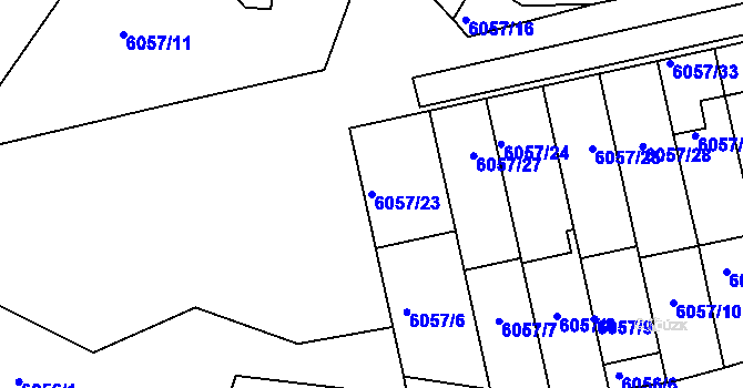 Parcela st. 6057/23 v KÚ Frýdek, Katastrální mapa