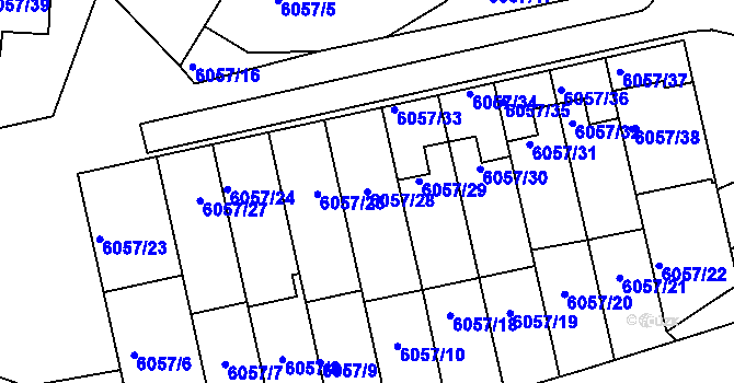Parcela st. 6057/28 v KÚ Frýdek, Katastrální mapa