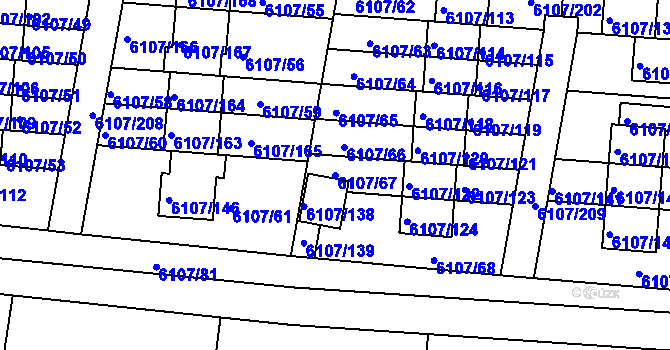 Parcela st. 6107/67 v KÚ Frýdek, Katastrální mapa