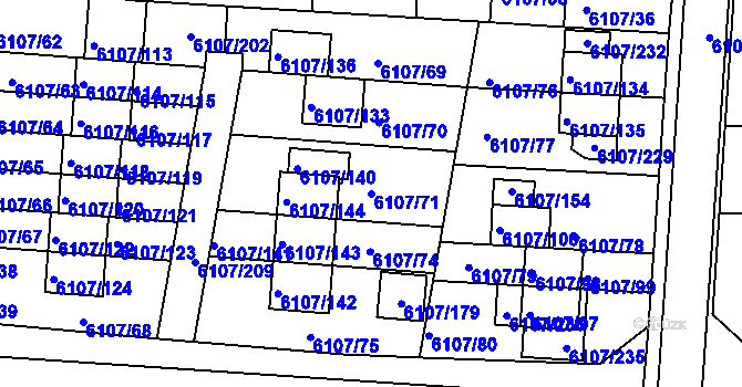 Parcela st. 6107/71 v KÚ Frýdek, Katastrální mapa