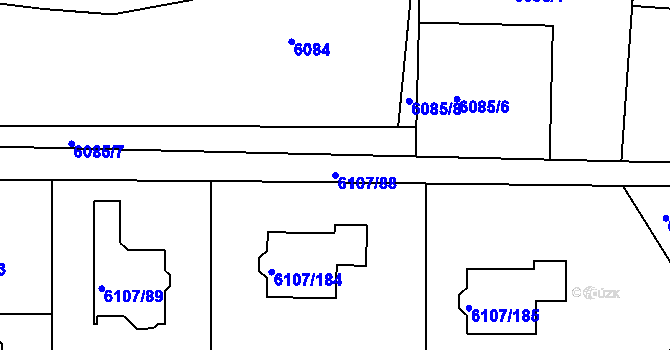 Parcela st. 6107/88 v KÚ Frýdek, Katastrální mapa