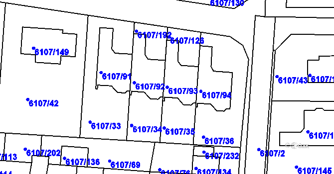Parcela st. 6107/93 v KÚ Frýdek, Katastrální mapa