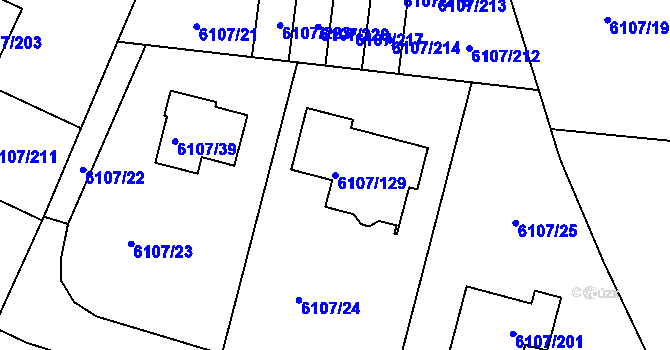 Parcela st. 6107/129 v KÚ Frýdek, Katastrální mapa
