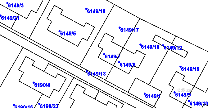 Parcela st. 6149/7 v KÚ Frýdek, Katastrální mapa