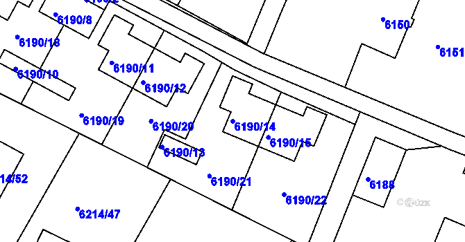 Parcela st. 6190/14 v KÚ Frýdek, Katastrální mapa