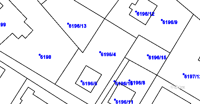 Parcela st. 6196/4 v KÚ Frýdek, Katastrální mapa