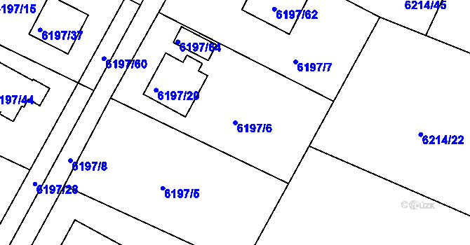 Parcela st. 6197/6 v KÚ Frýdek, Katastrální mapa