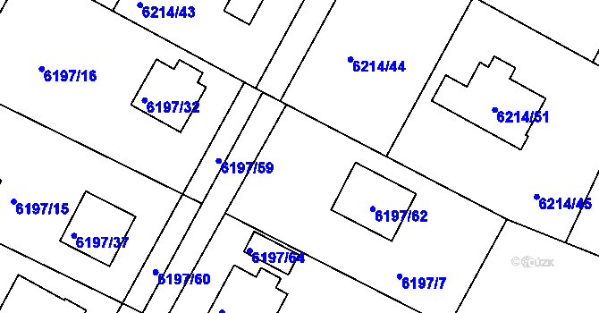 Parcela st. 6197/19 v KÚ Frýdek, Katastrální mapa