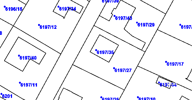 Parcela st. 6197/35 v KÚ Frýdek, Katastrální mapa