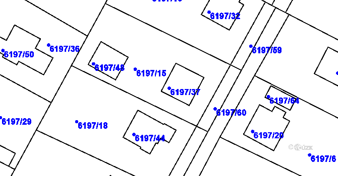 Parcela st. 6197/37 v KÚ Frýdek, Katastrální mapa