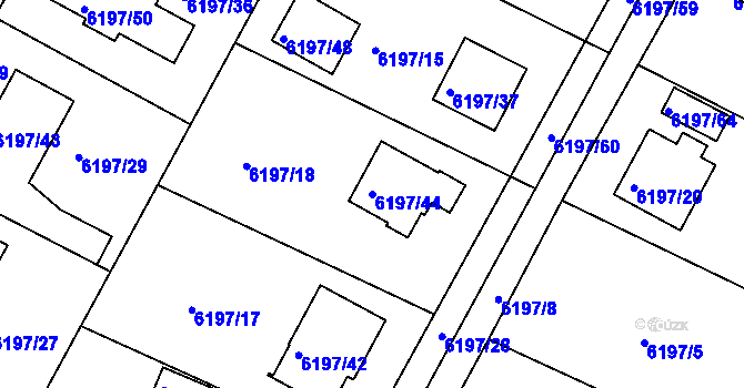 Parcela st. 6197/44 v KÚ Frýdek, Katastrální mapa