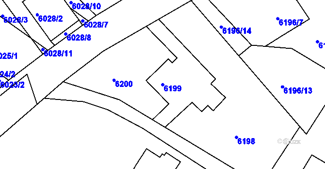 Parcela st. 6199 v KÚ Frýdek, Katastrální mapa
