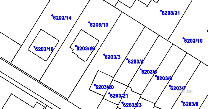 Parcela st. 6203/3 v KÚ Frýdek, Katastrální mapa