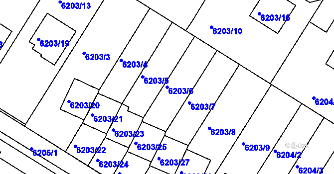 Parcela st. 6203/6 v KÚ Frýdek, Katastrální mapa