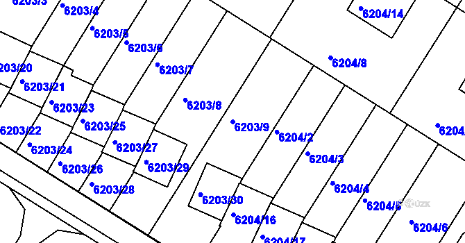 Parcela st. 6203/9 v KÚ Frýdek, Katastrální mapa