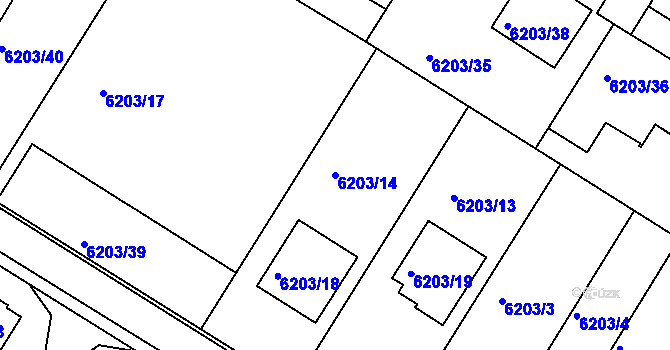 Parcela st. 6203/14 v KÚ Frýdek, Katastrální mapa