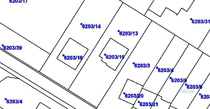 Parcela st. 6203/19 v KÚ Frýdek, Katastrální mapa