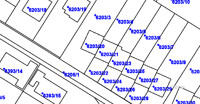Parcela st. 6203/21 v KÚ Frýdek, Katastrální mapa