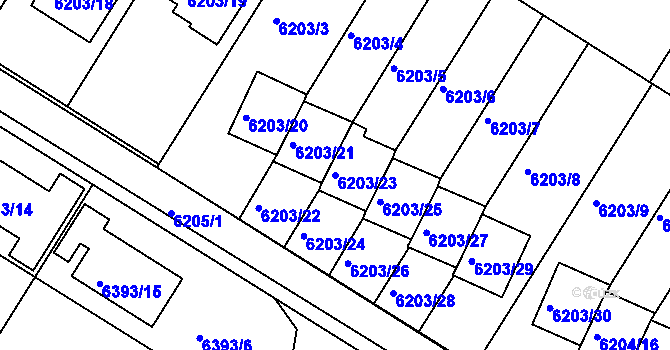 Parcela st. 6203/23 v KÚ Frýdek, Katastrální mapa