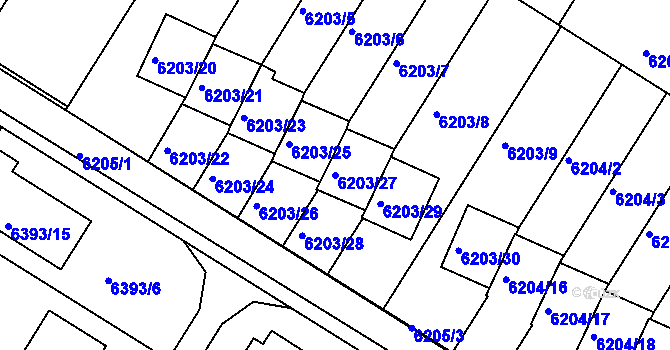 Parcela st. 6203/27 v KÚ Frýdek, Katastrální mapa