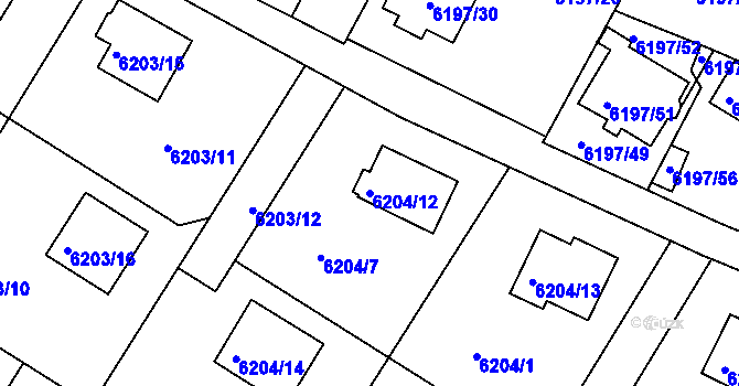 Parcela st. 6204/12 v KÚ Frýdek, Katastrální mapa