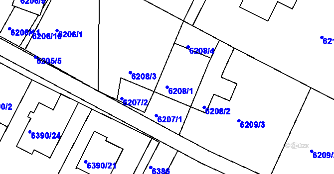 Parcela st. 6208/1 v KÚ Frýdek, Katastrální mapa
