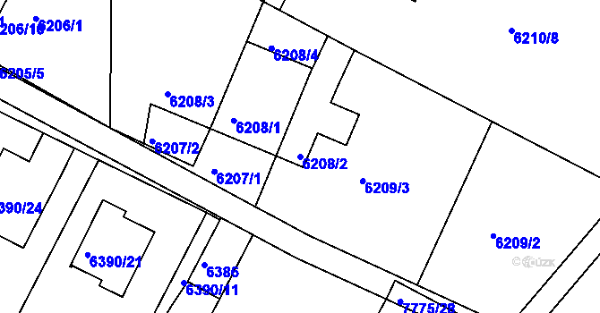 Parcela st. 6208/2 v KÚ Frýdek, Katastrální mapa
