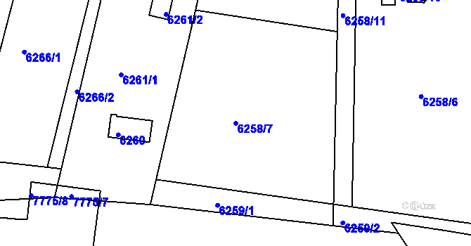 Parcela st. 6258/7 v KÚ Frýdek, Katastrální mapa