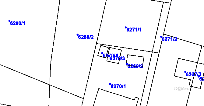Parcela st. 6270/4 v KÚ Frýdek, Katastrální mapa