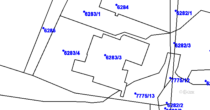 Parcela st. 6283/3 v KÚ Frýdek, Katastrální mapa