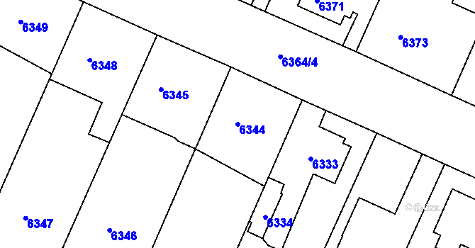 Parcela st. 6344 v KÚ Frýdek, Katastrální mapa
