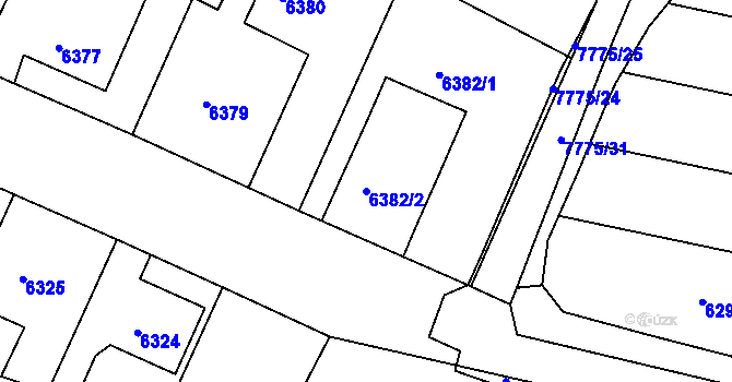 Parcela st. 6382/2 v KÚ Frýdek, Katastrální mapa