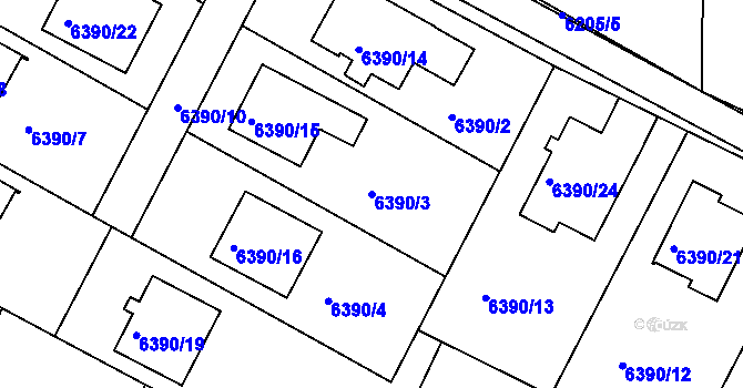 Parcela st. 6390/3 v KÚ Frýdek, Katastrální mapa