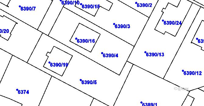 Parcela st. 6390/4 v KÚ Frýdek, Katastrální mapa