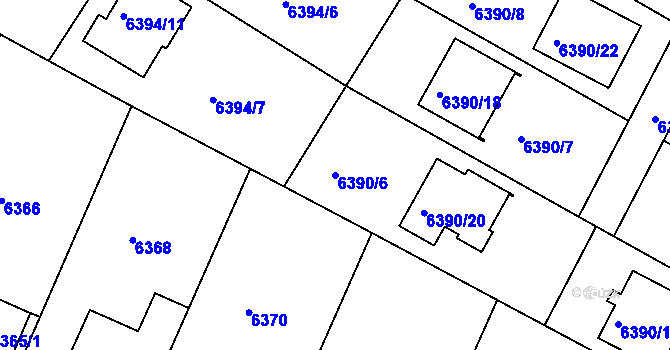 Parcela st. 6390/6 v KÚ Frýdek, Katastrální mapa