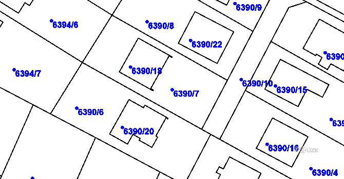 Parcela st. 6390/7 v KÚ Frýdek, Katastrální mapa