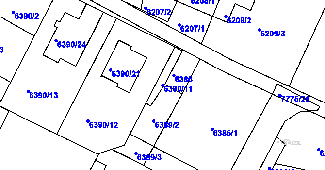 Parcela st. 6390/11 v KÚ Frýdek, Katastrální mapa